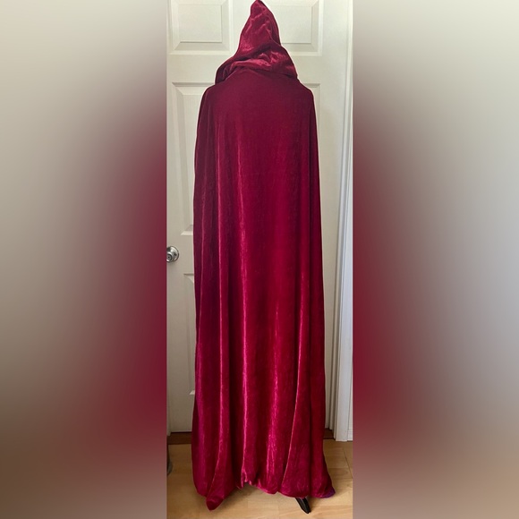 Hand Crafted Jackets & Blazers - Floor length red velvet & purple satin hooded cloak / cape